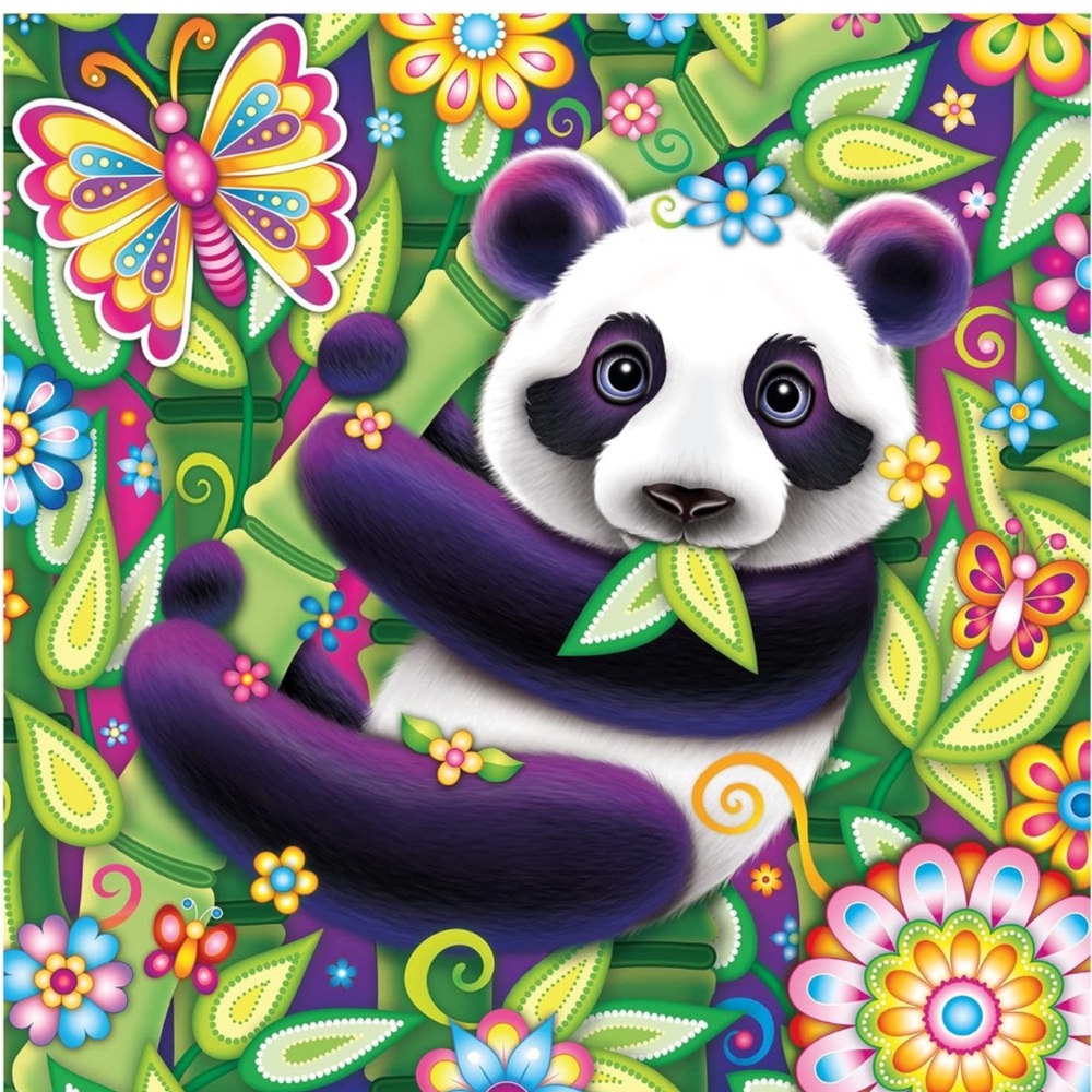 Ceaco - Groovy Animals - Panda - 750 Piece Jigsaw Puzzle MSRP $20 (21” x21) NEW